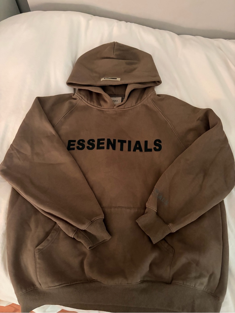 Essentials Brown Pullover Hoodie with Bold Logo sizes Medium and Large